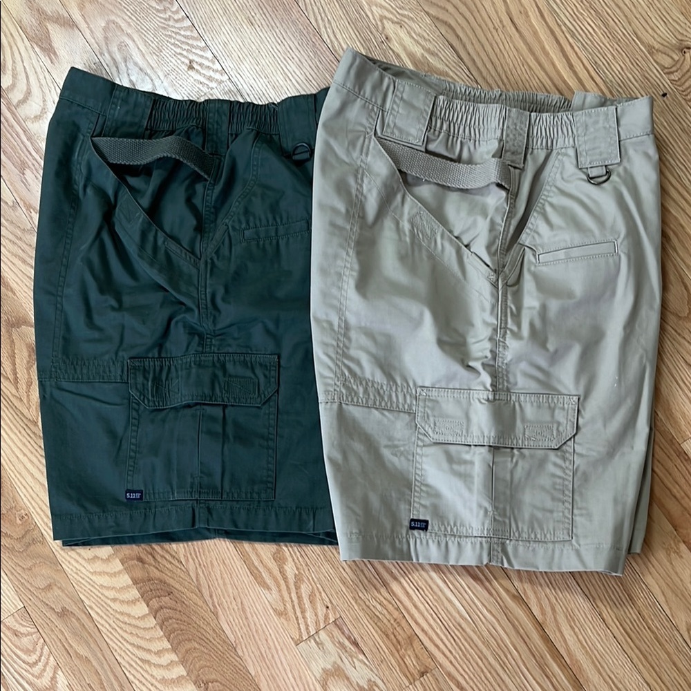 5.11 Tactical Series Men's Green and Tan Cargo Shorts 34 waist
